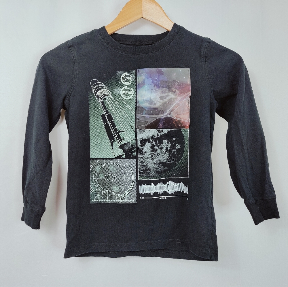 Carter's Space Black Long Sleeve Jersey Tee T-shirt Boy Sz 8/8A
